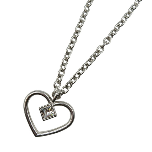 Givenchy Heart Long Chain Metal Zirconia Silver Necklace 0650GIVENCHY